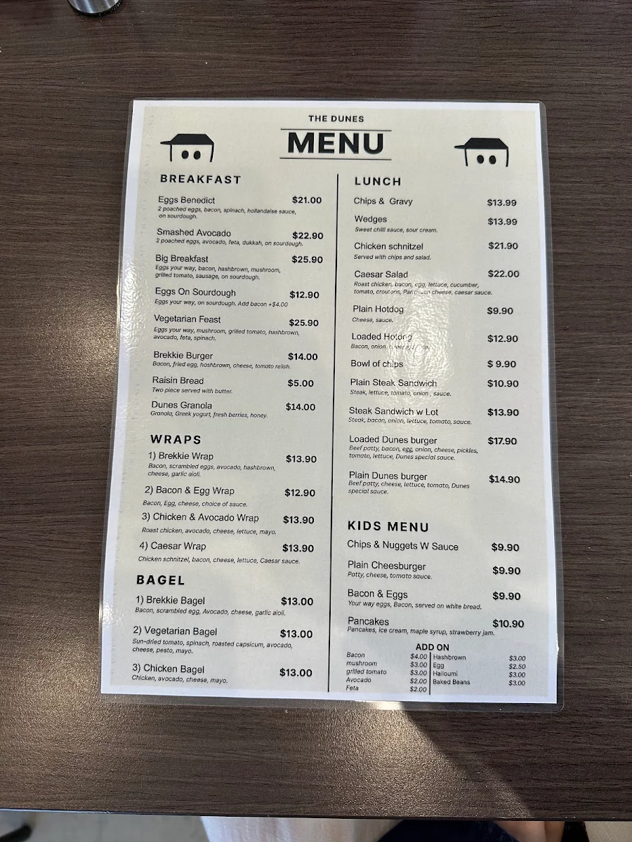 Menu, The Dunes