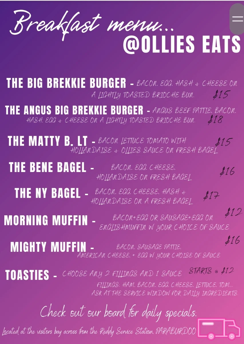 Menu, Ollie's Eats