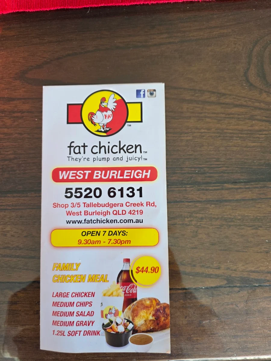 Menu, Fat Chicken