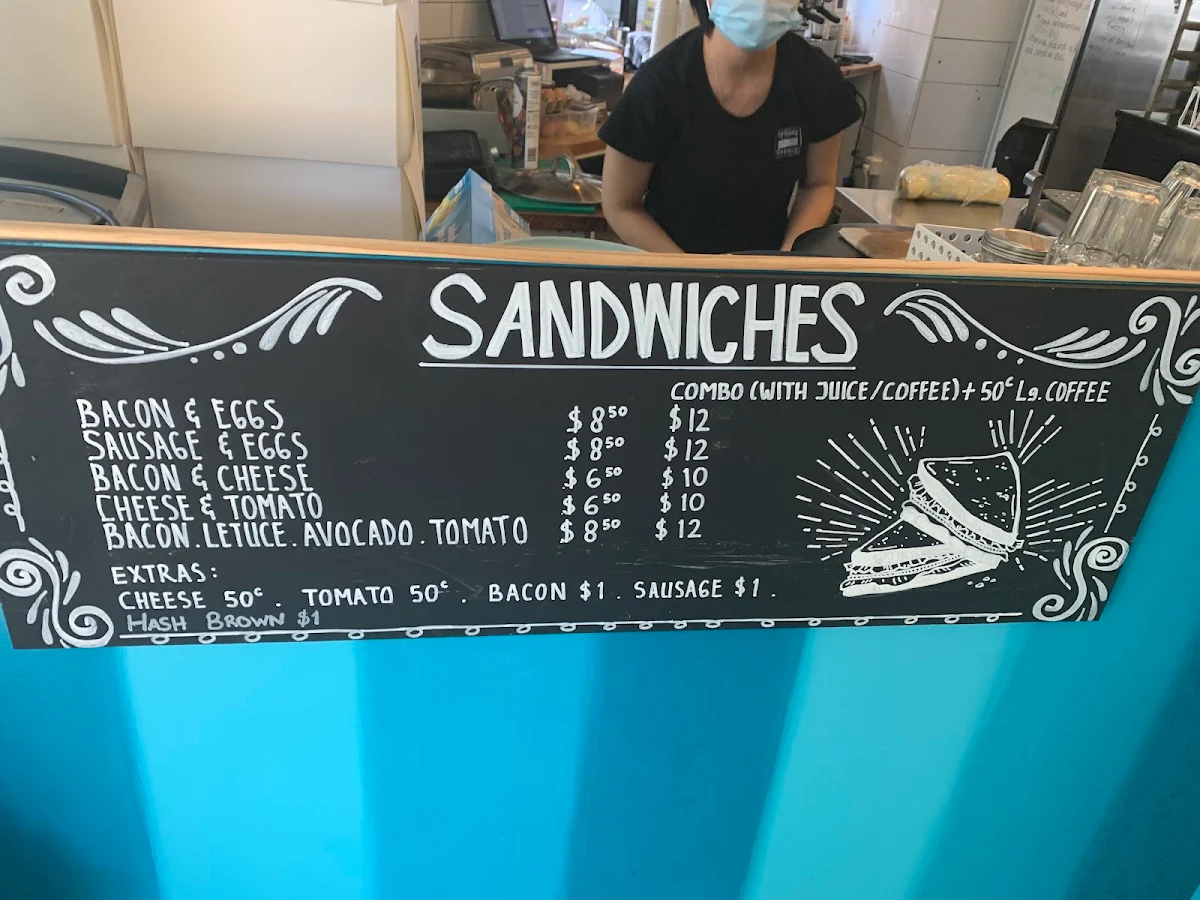 Menu, Sydney Cakery
