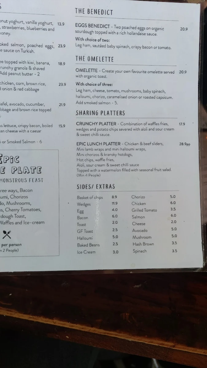 Menu, Café 31
