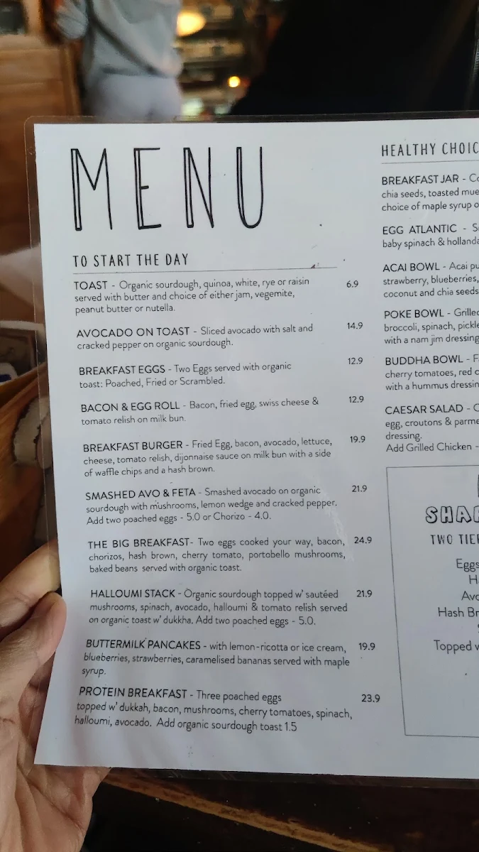 Menu, Café 31