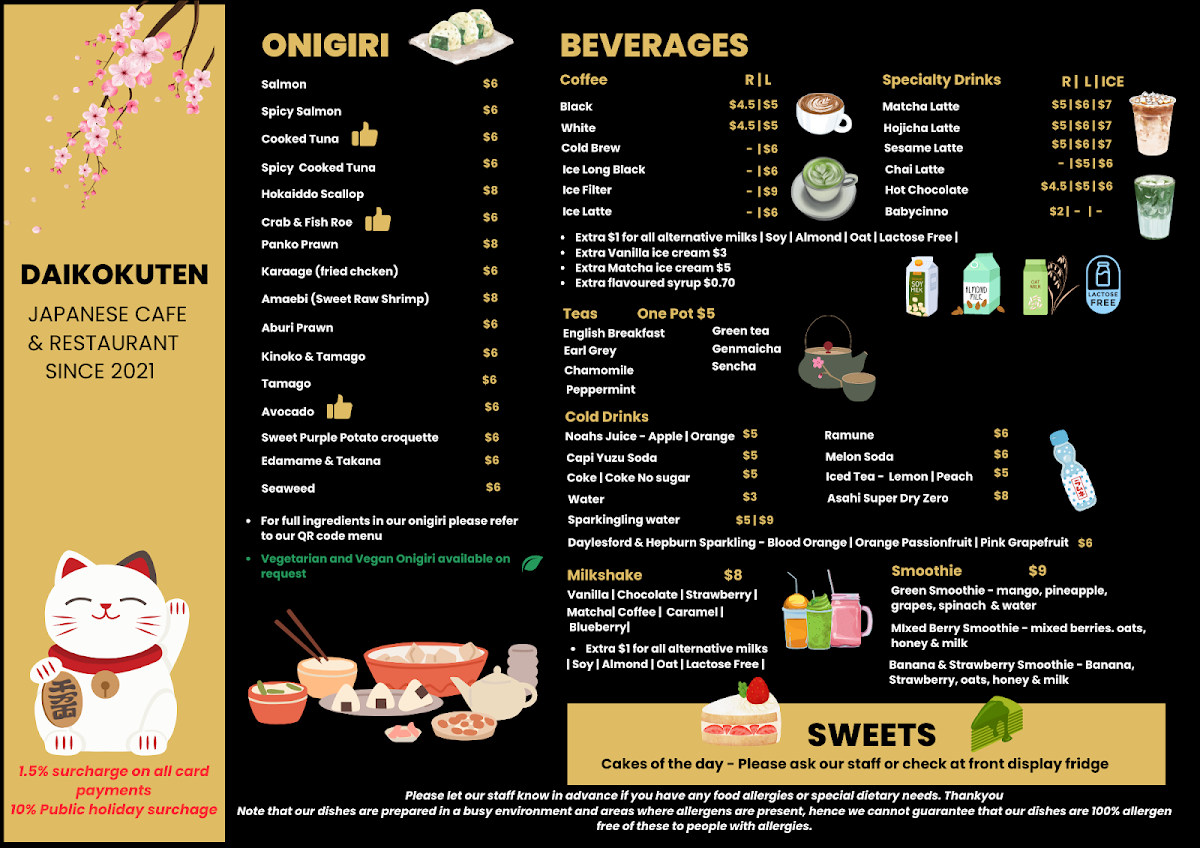 Menu, Daikokuten