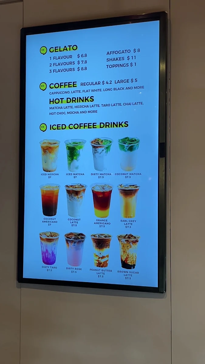 Menu, Big Comma Gelato & Coffee