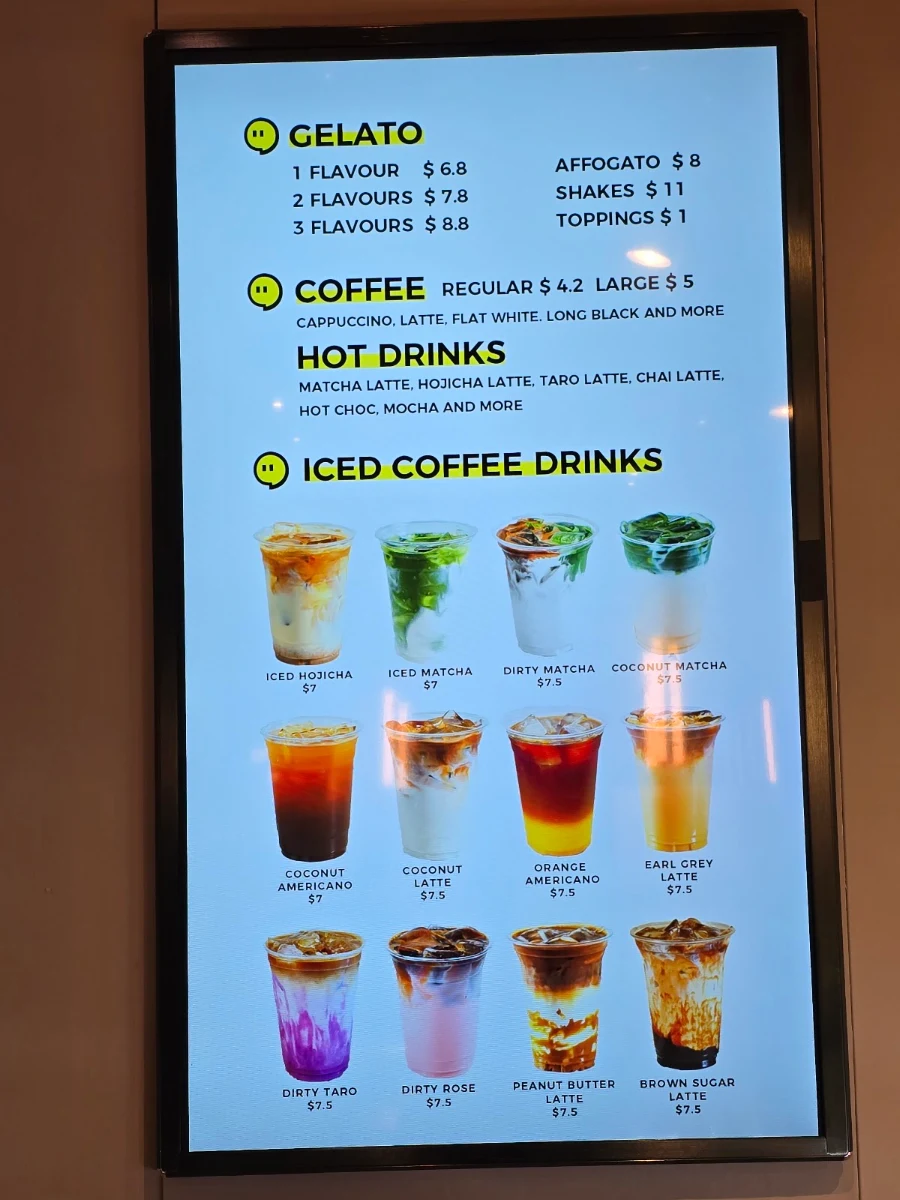 Menu, Big Comma Gelato & Coffee