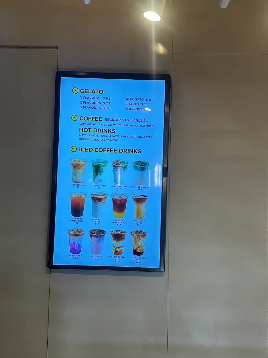Menu, Big Comma Gelato & Coffee