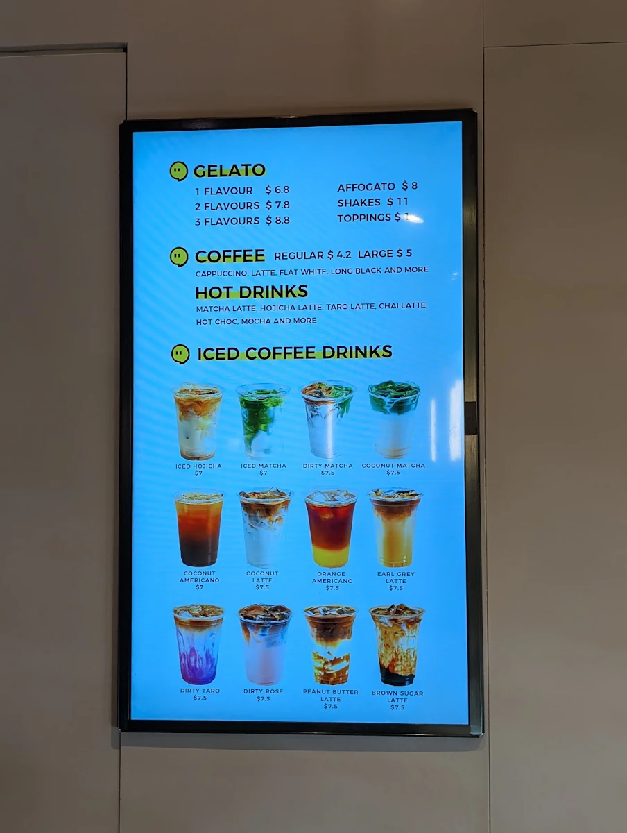 Menu, Big Comma Gelato & Coffee