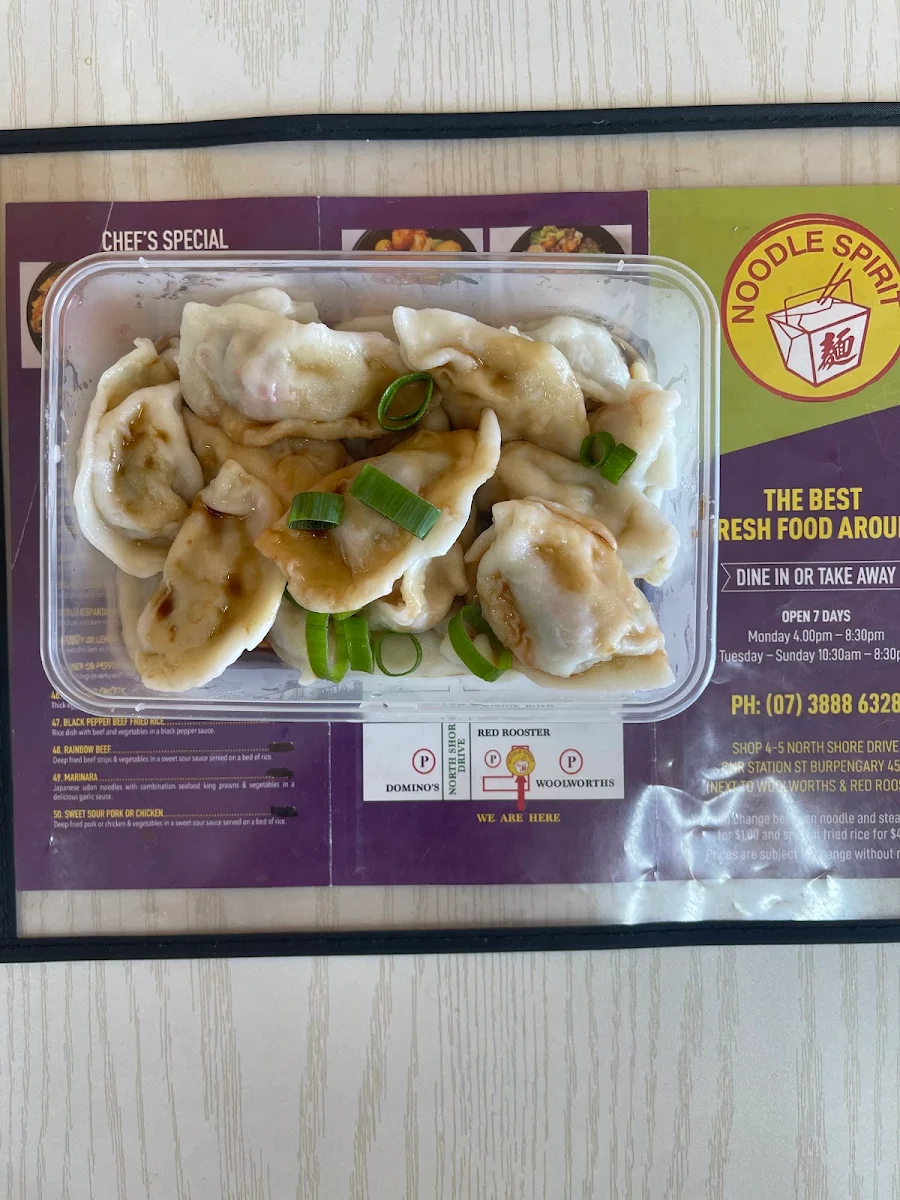 Menu, Noodle Spirit