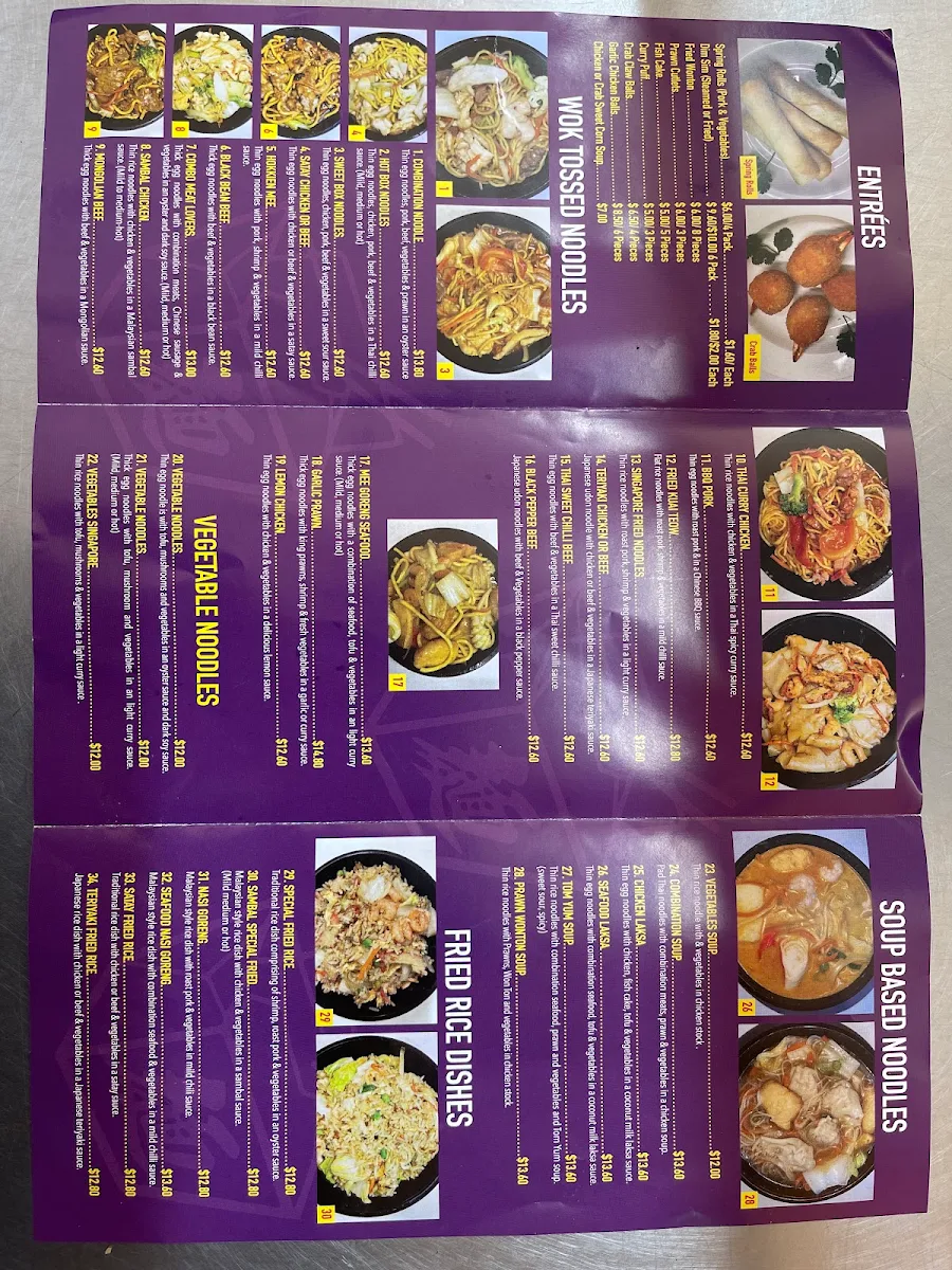 Menu, Noodle Spirit