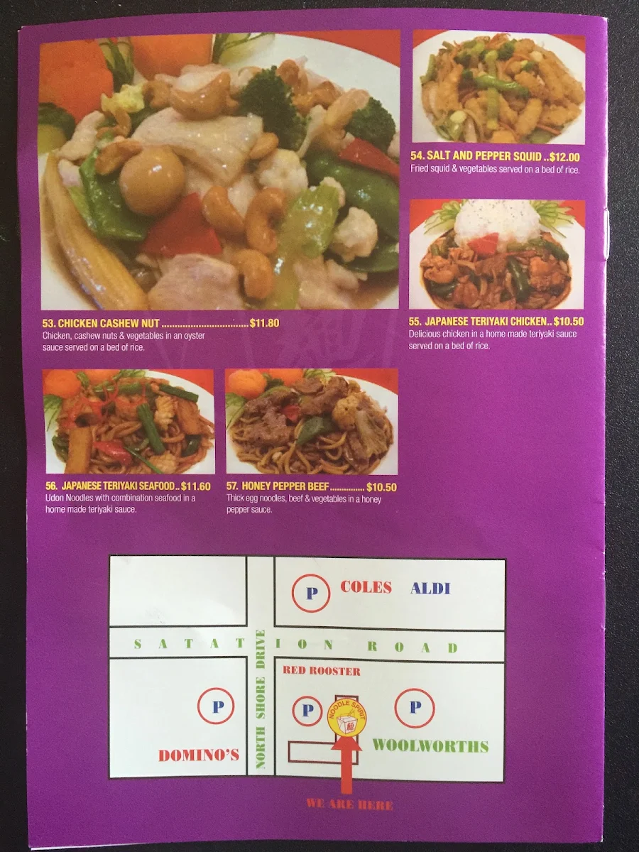 Menu, Noodle Spirit