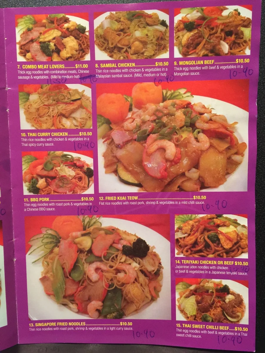 Menu, Noodle Spirit