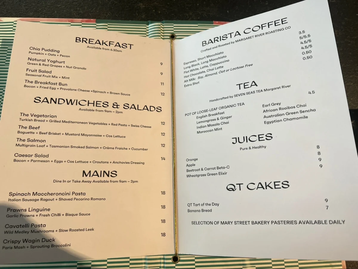 Menu, Deli QT