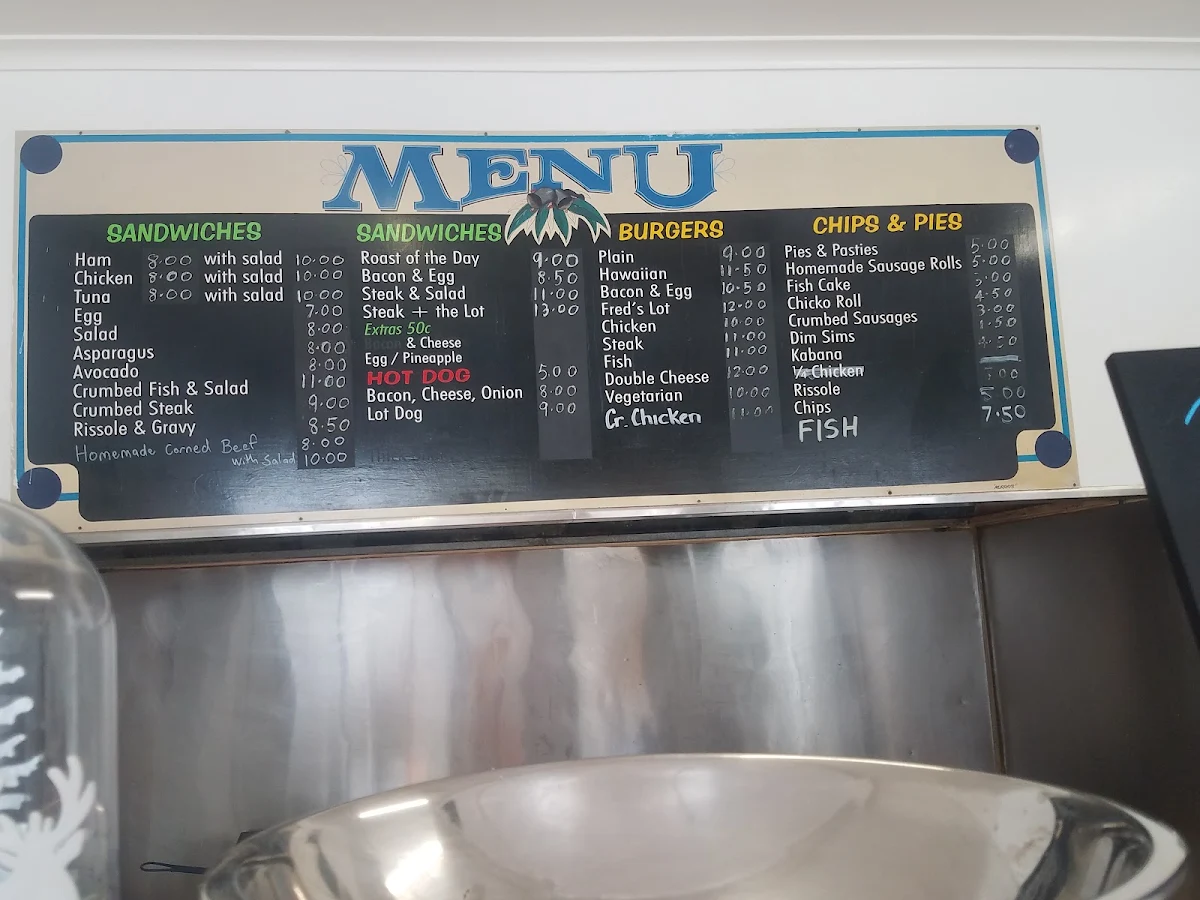 Menu, Dad & Daves Tuckerbox