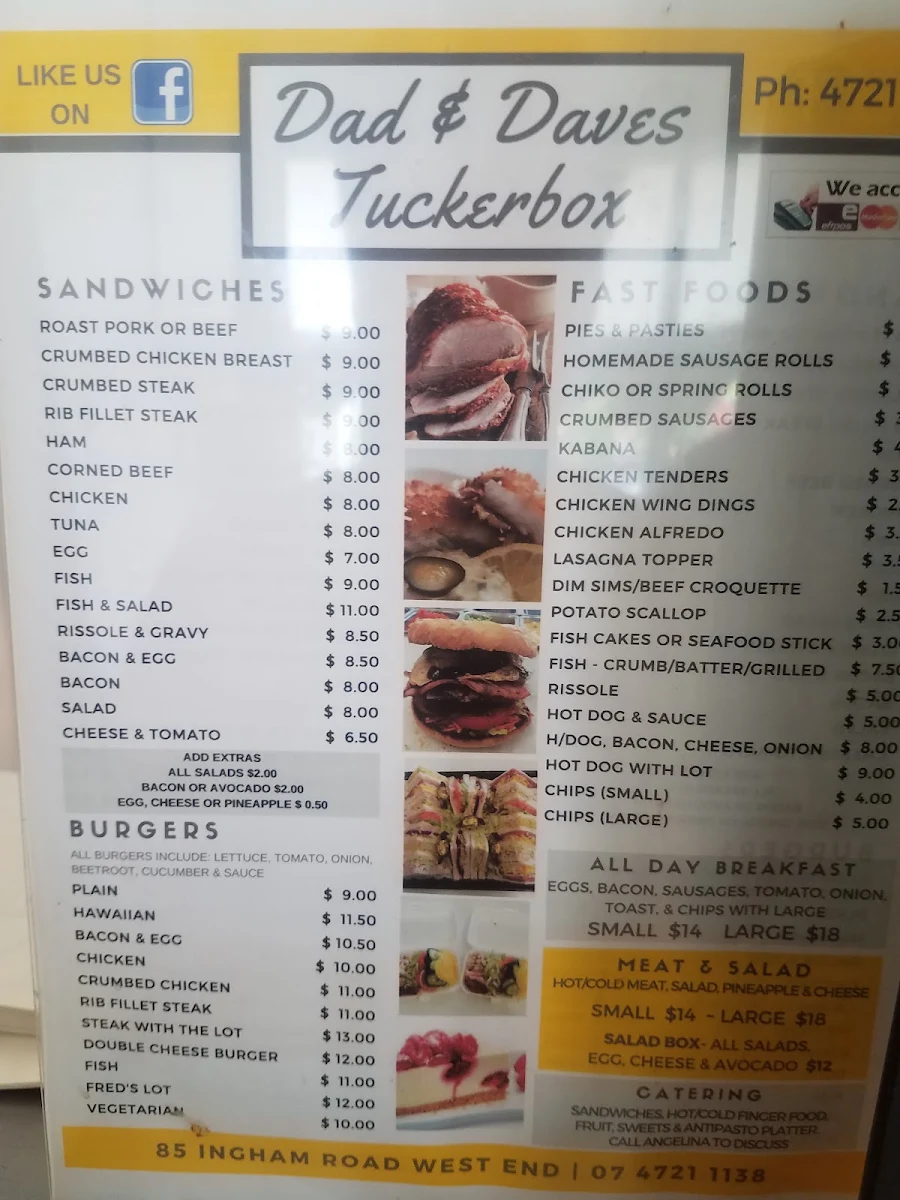 Menu, Dad & Daves Tuckerbox