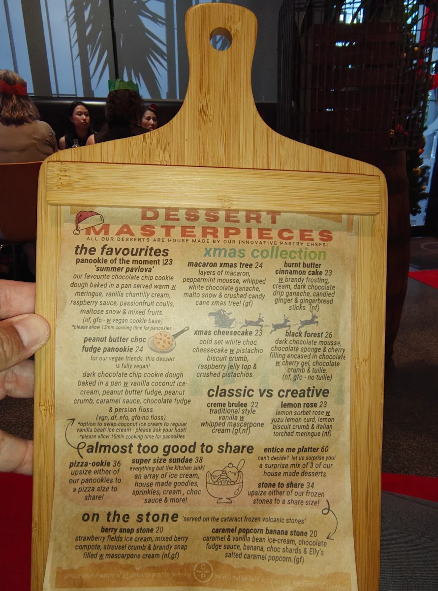 Menu, Cataract on Paterson
