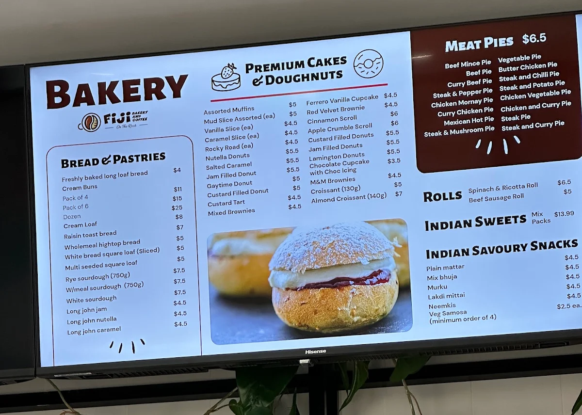 Menu, Fiji bakery & coffee on the rocks