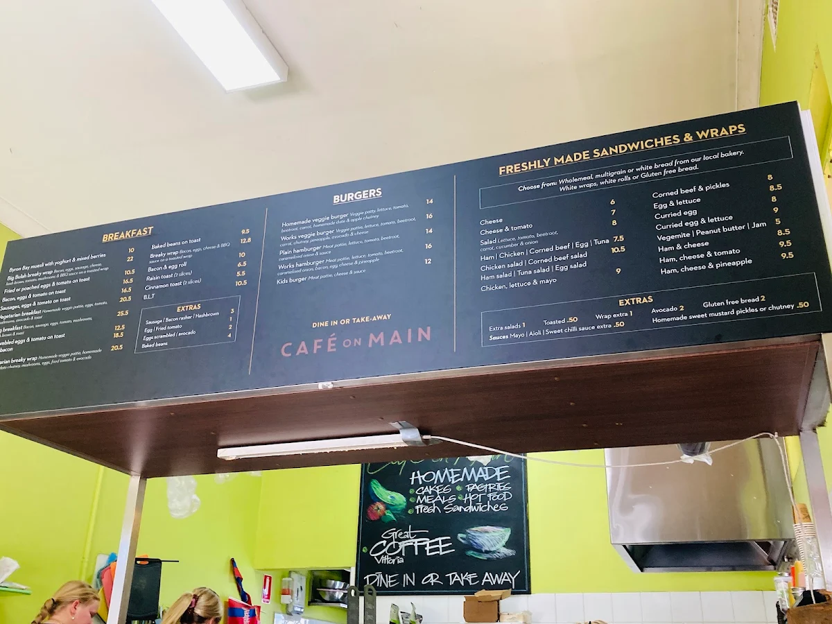Menu, Cafe on Main
