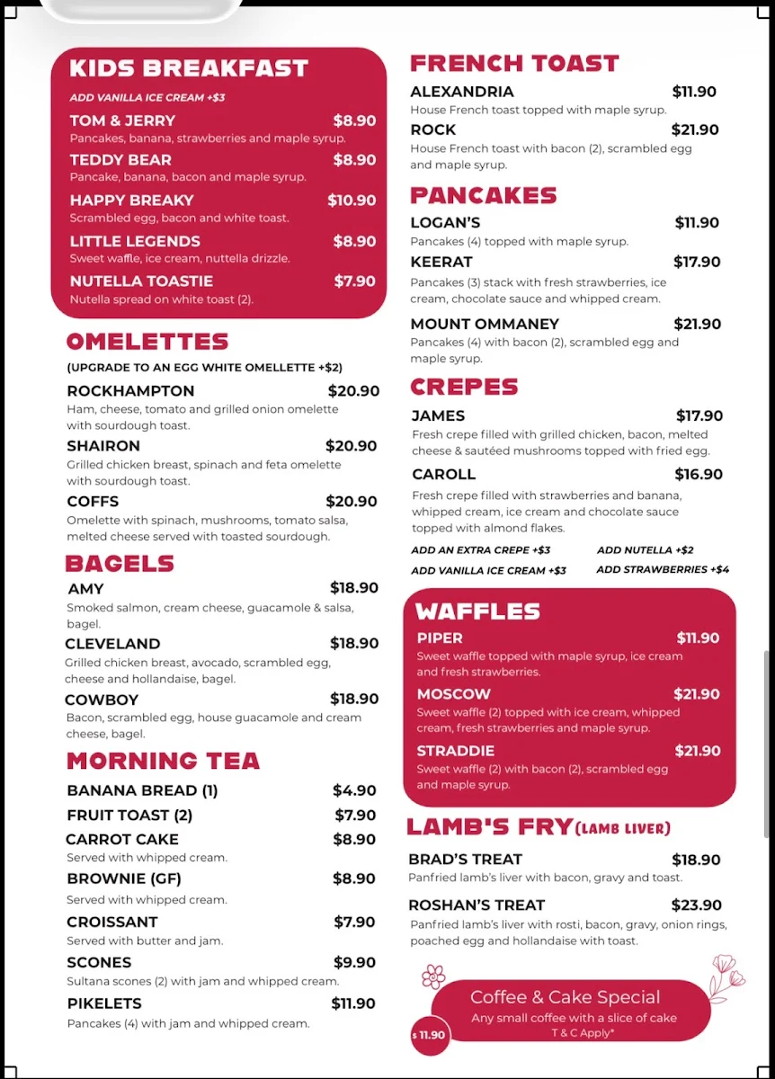 Menu, 107 Coffee Terminal / Sabroso Capalaba