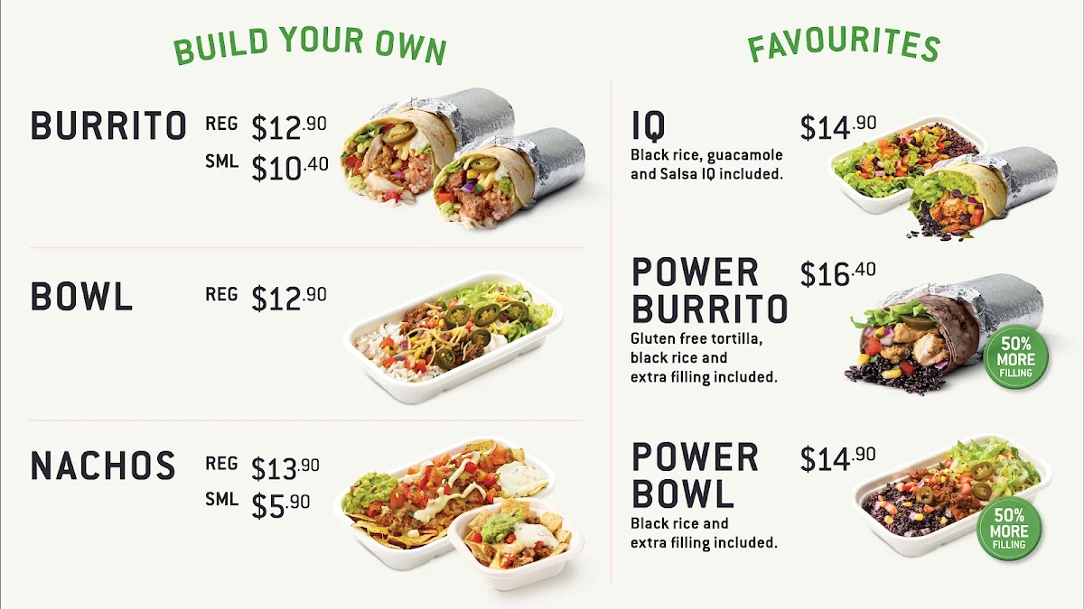 Menu, Zambrero Fairfield Central