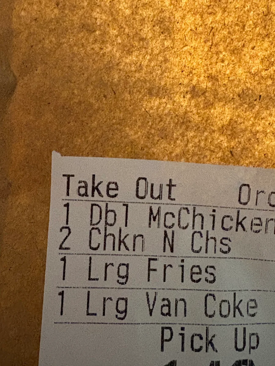 Menu, McDonald's Darlington