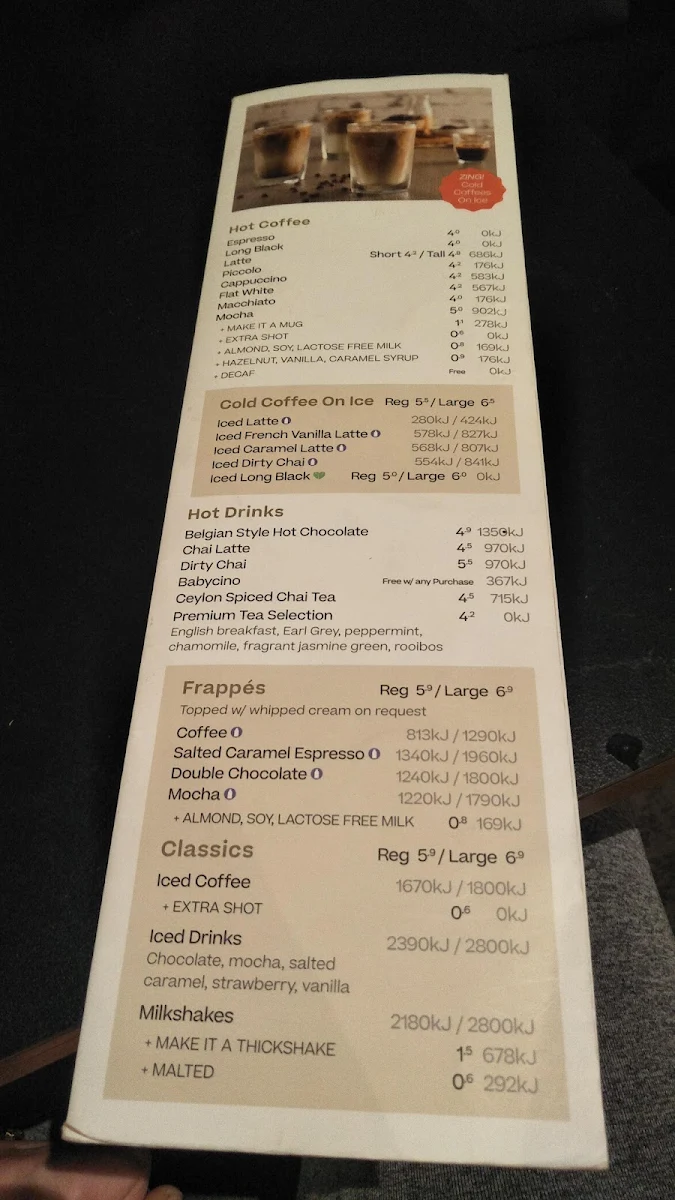 Menu, The Coffee Club - Goulburn Square