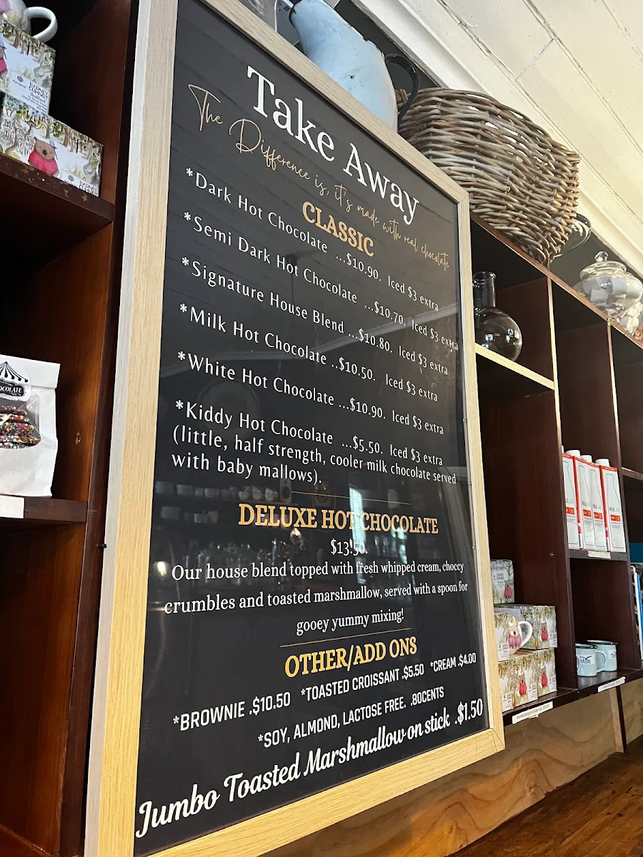 Menu, The Daylesford Hot Chocolate Company