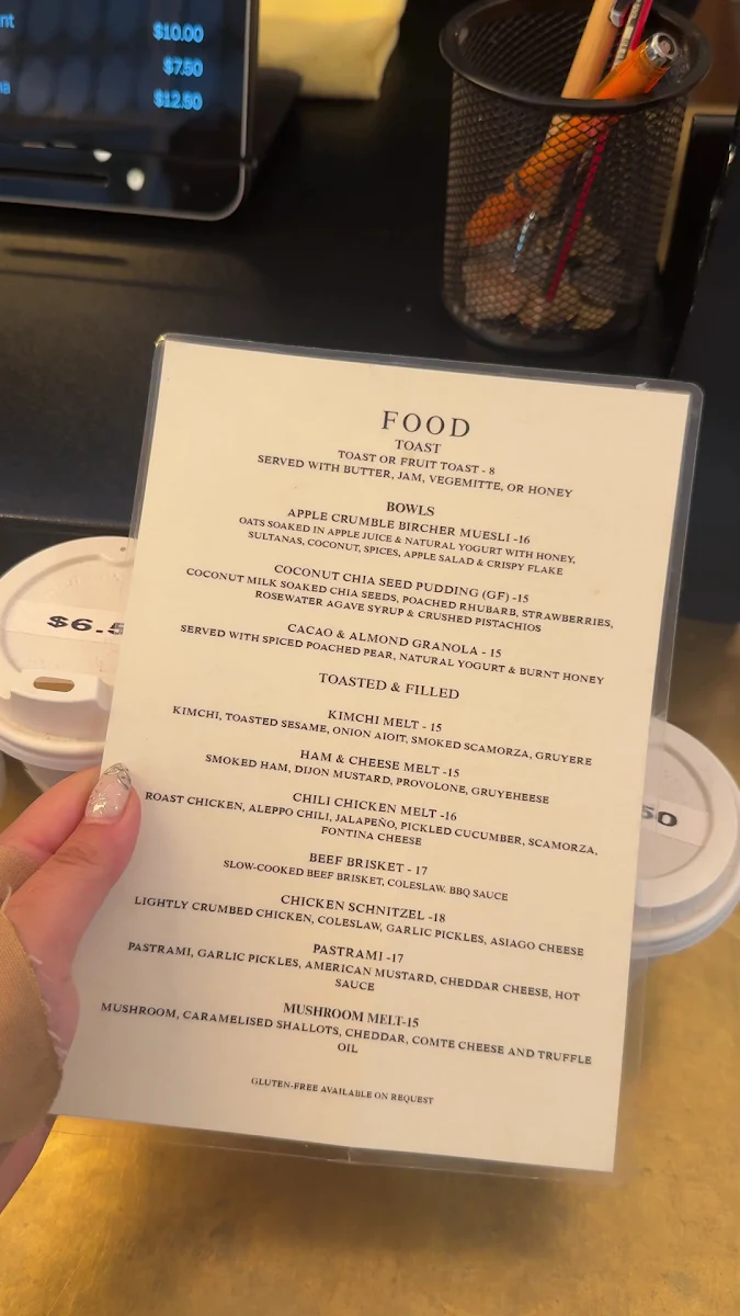 Menu, Supersede Coffee
