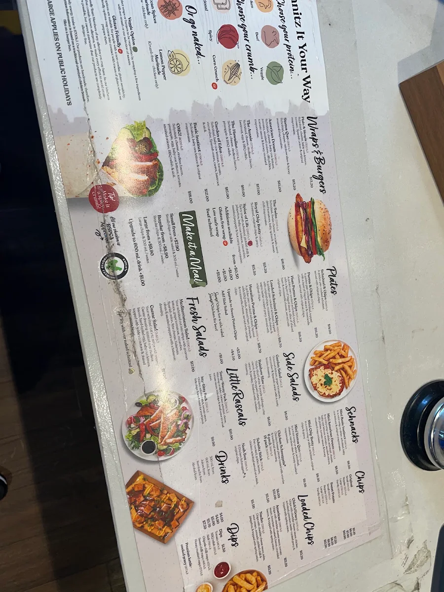 Menu, Schnitz Wangaratta