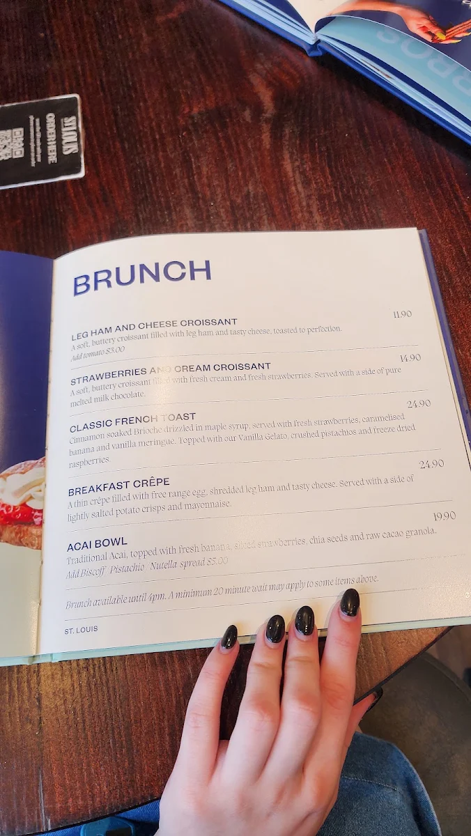 Menu, St Georges Bake House