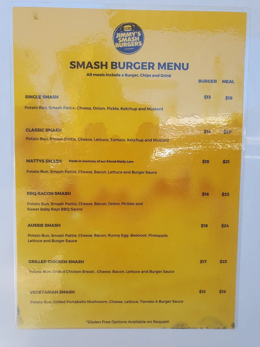 Menu, Jimmy's Hawks Nest