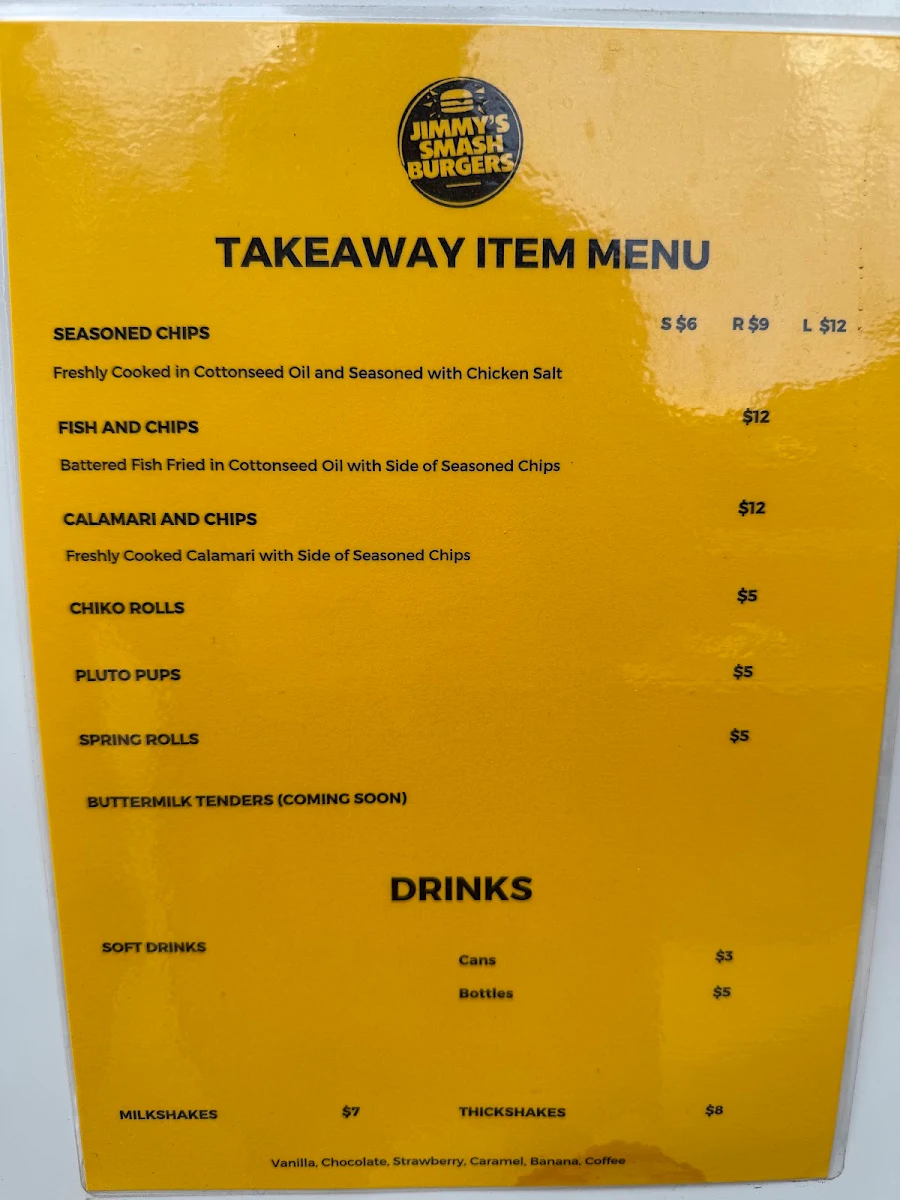 Menu, Jimmy's Hawks Nest