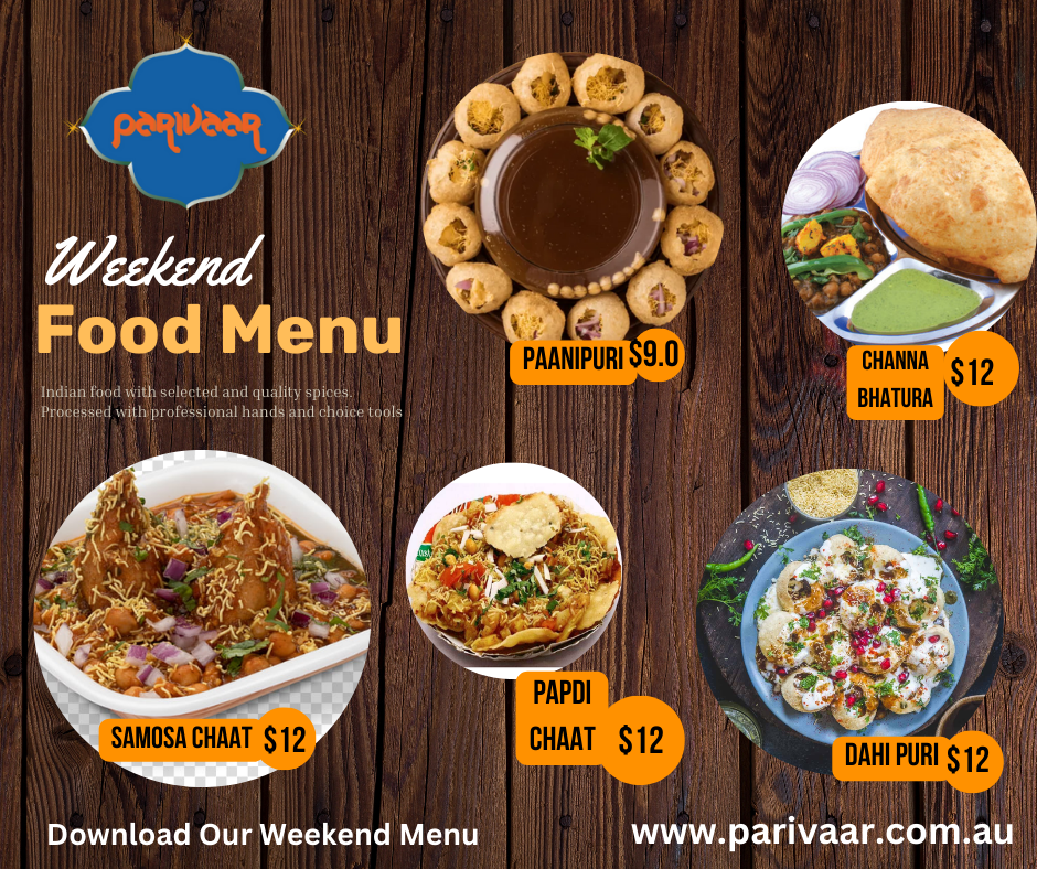 Menu, Parivaar Indian Restaurant