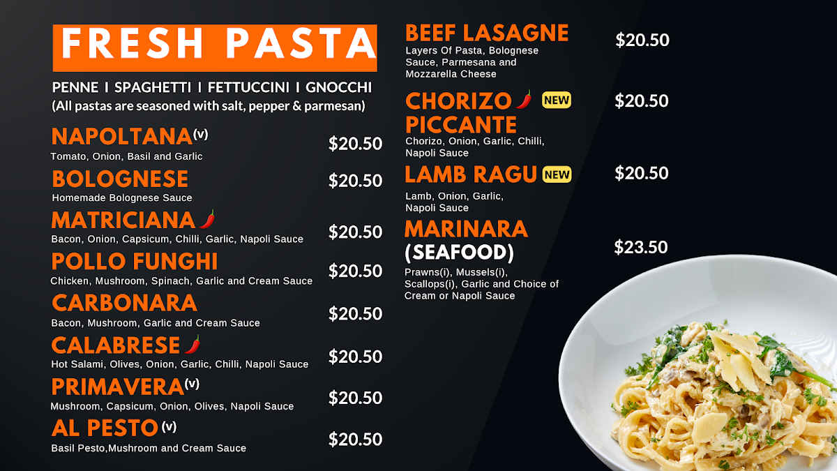 Menu, Amalfi Pizza & Pasta Mt Duneed