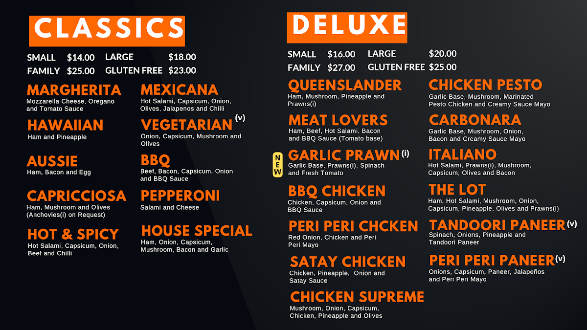 Menu, Amalfi Pizza & Pasta Mt Duneed