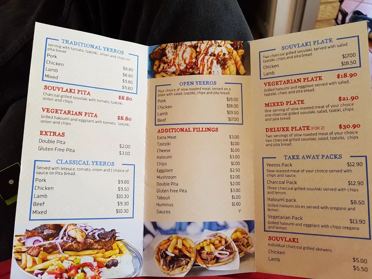 Menu, GK 's Yeeros