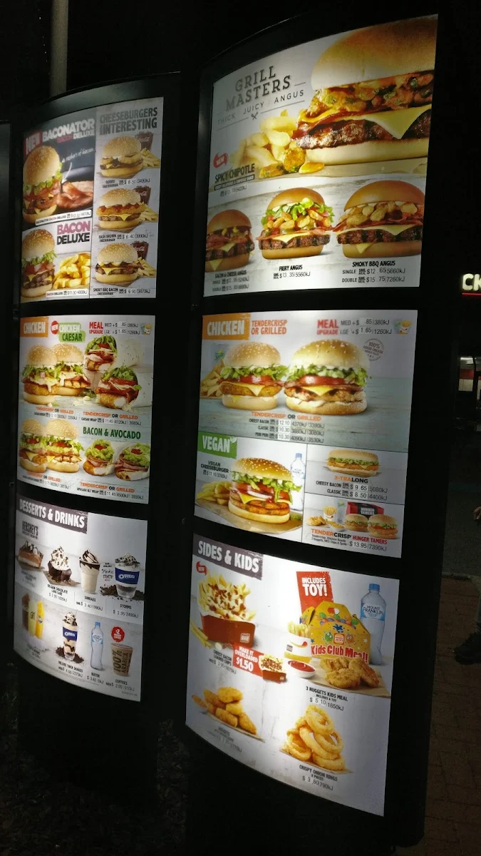 Menu, Hungry Jack's Burgers Innaloo