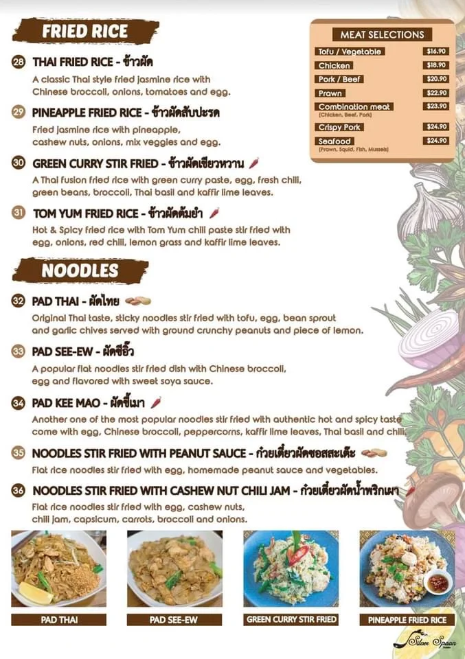 Menu, Silver Spoon Sussex Inlet (Thai Restaurant )