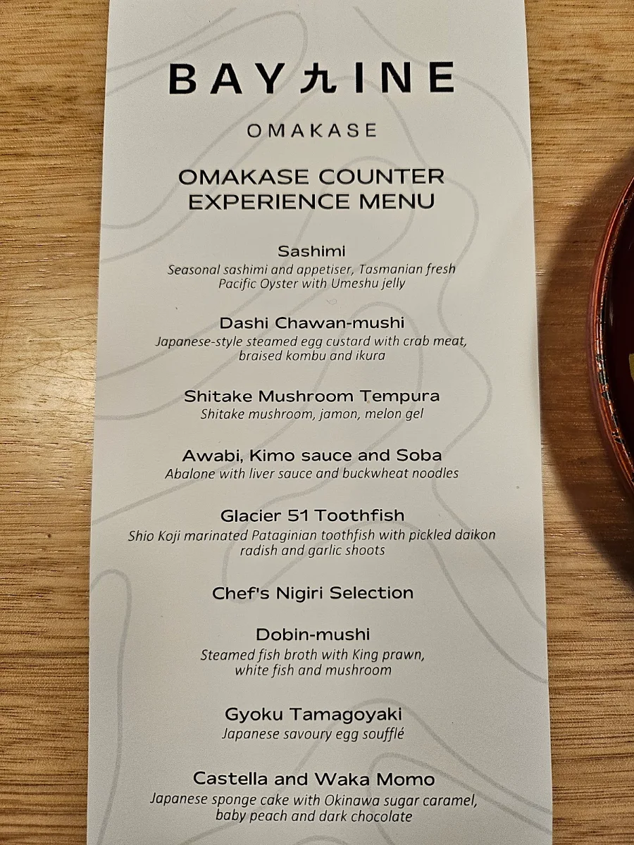 Menu, Jimmy’s Kitchen (Bay Nine Sydney)