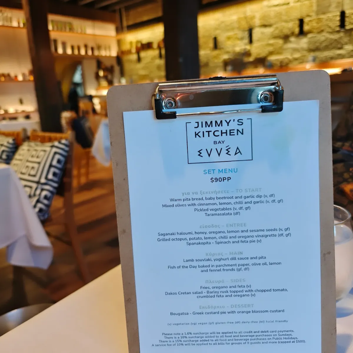 Menu, Jimmy’s Kitchen (Bay Nine Sydney)