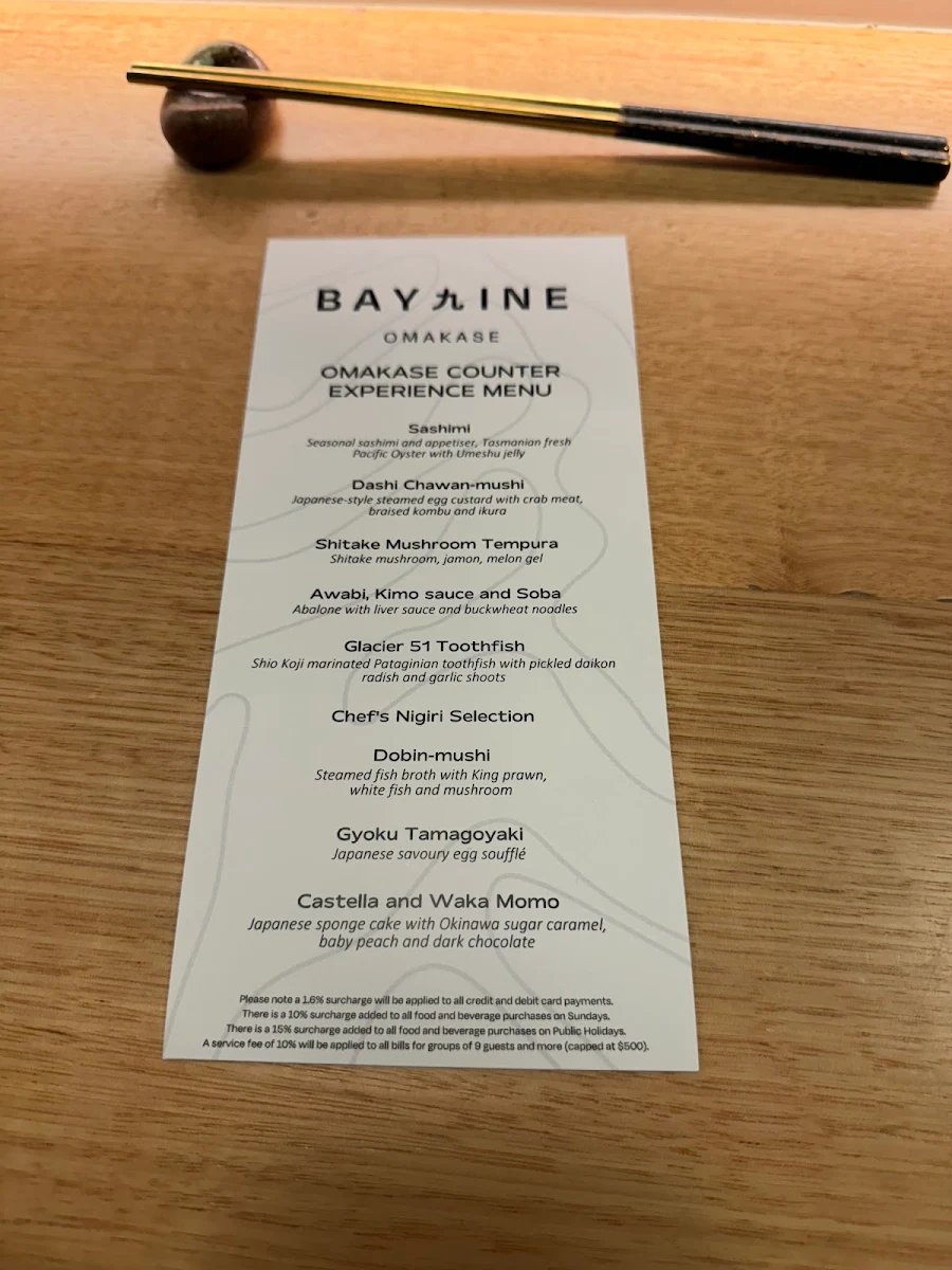 Menu, Jimmy’s Kitchen (Bay Nine Sydney)