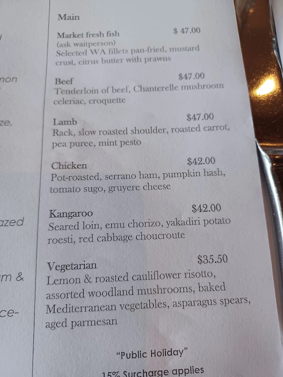 Menu, The Nest