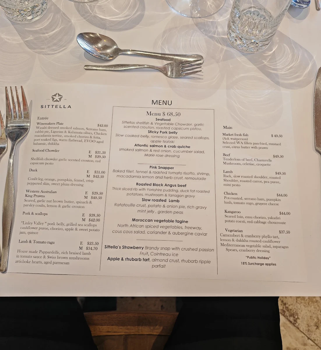 Menu, The Nest
