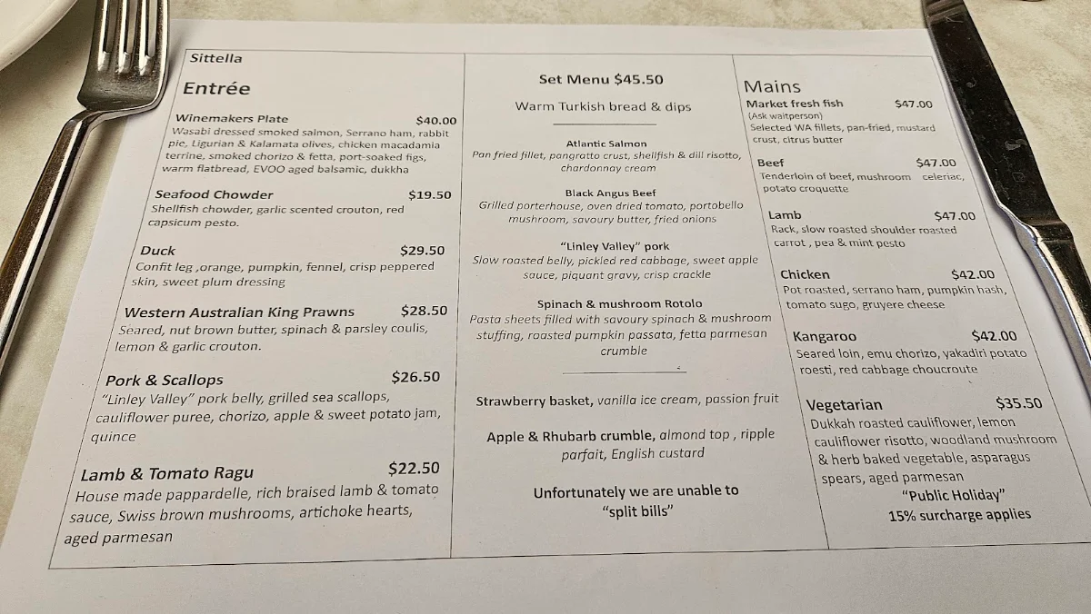 Menu, The Nest