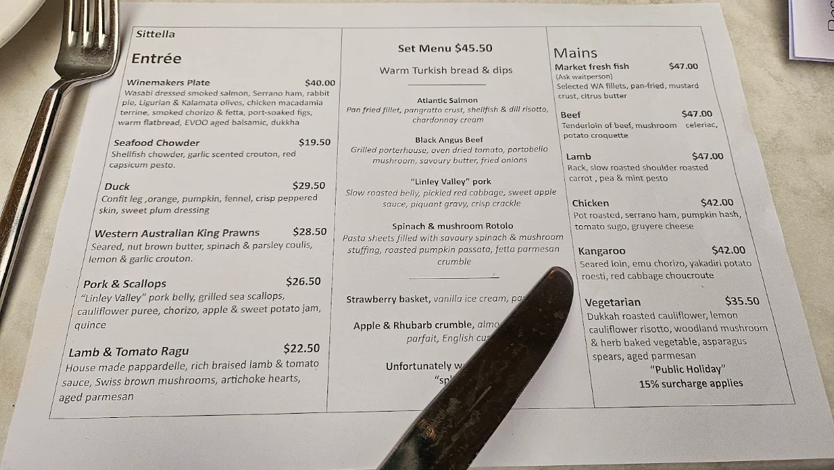Menu, The Nest