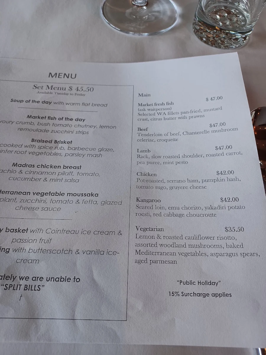 Menu, The Nest