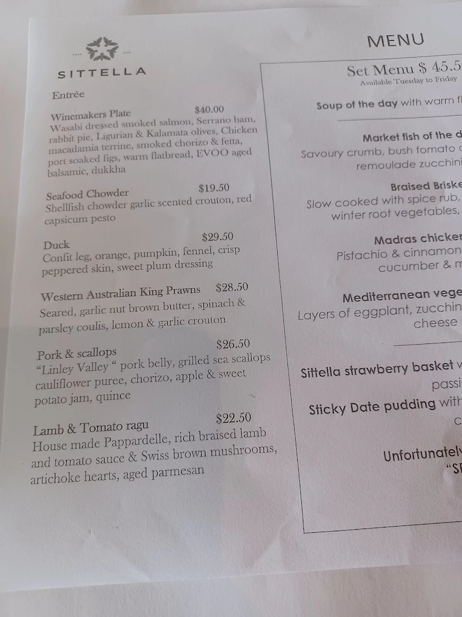 Menu, The Nest