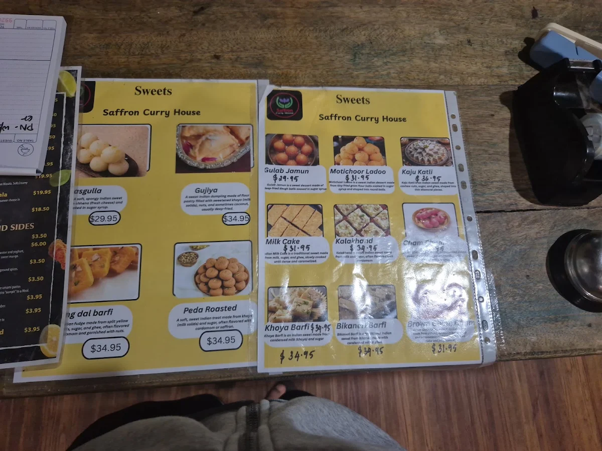 Menu, Saffron Curry House