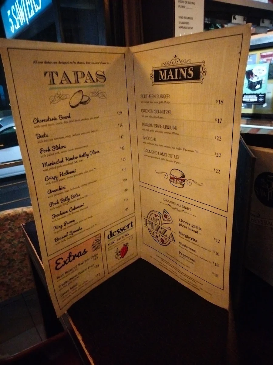 Menu, 5 Sawyers