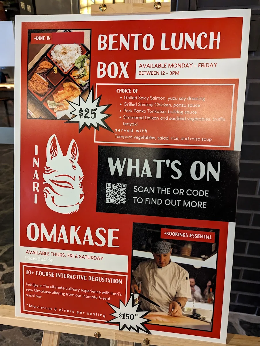 Menu, Inari Canberra Centre