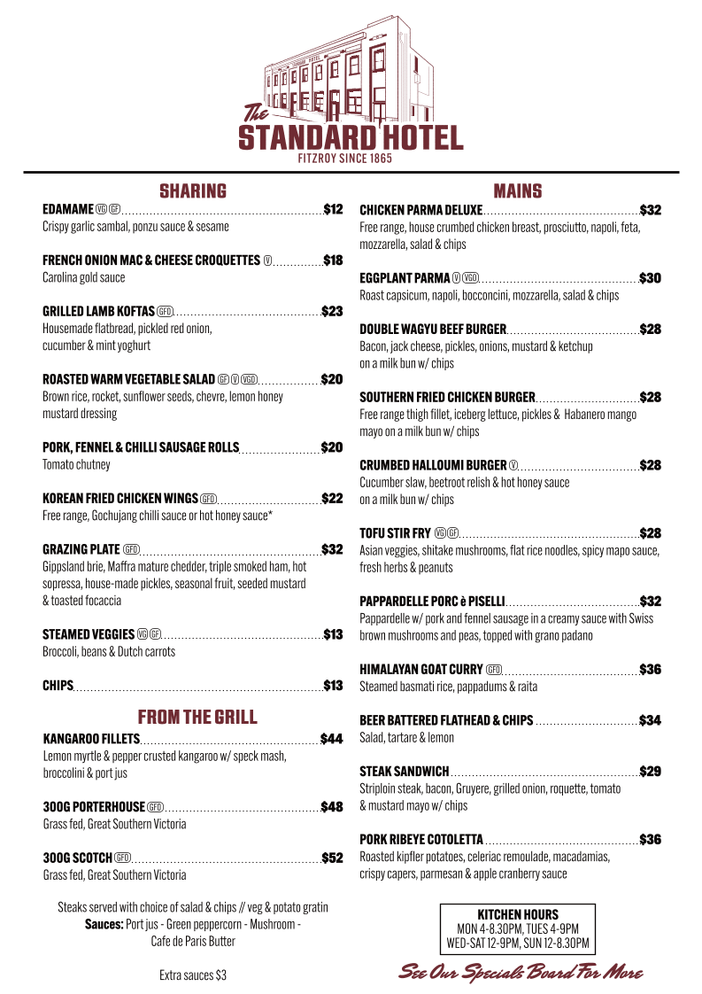 Menu, The Standard Hotel